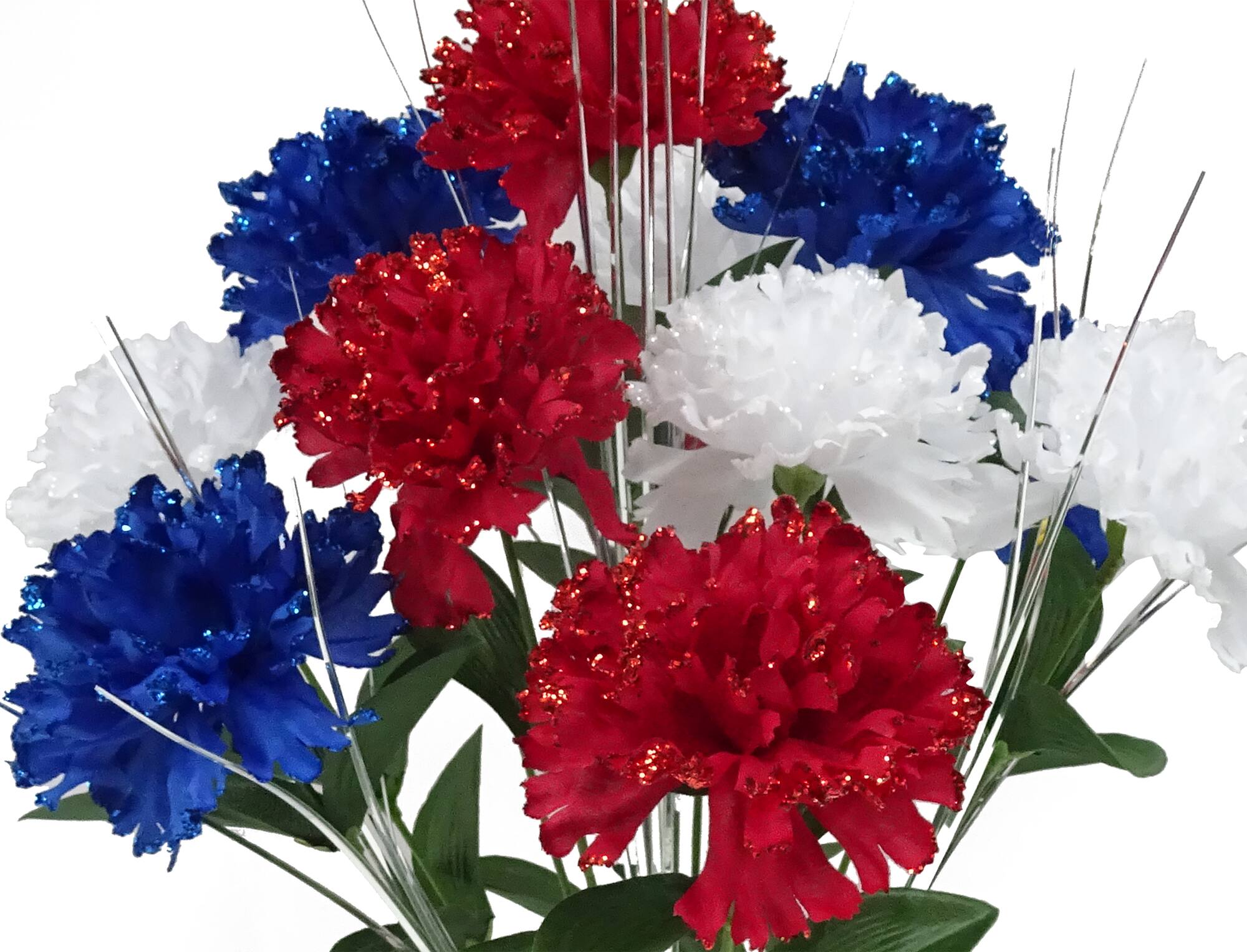 18" Red, White & Blue Carnation & Tinsel Mix Bush by Celebrate It™